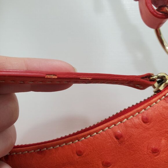Dooney & Bourke J8611892 Pumpkin Orange Ostrich Leather Medium Hobo Shoulder Bag - Picture 11 of 16
